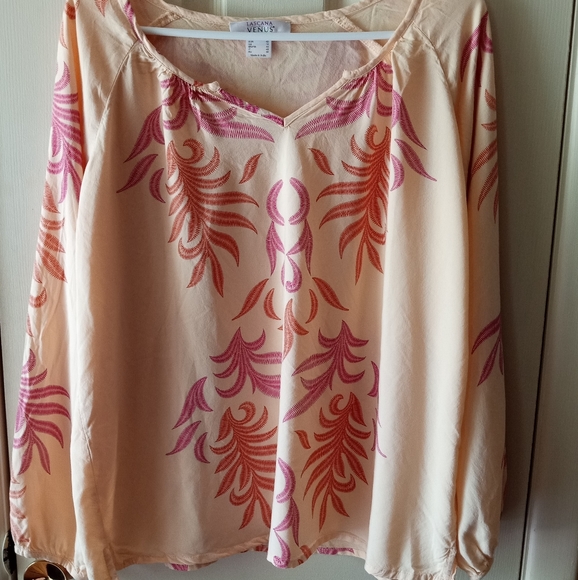 Lascana Venus Tunic Top with Orange and Pink Print Size Medium - Picture 6 of 6